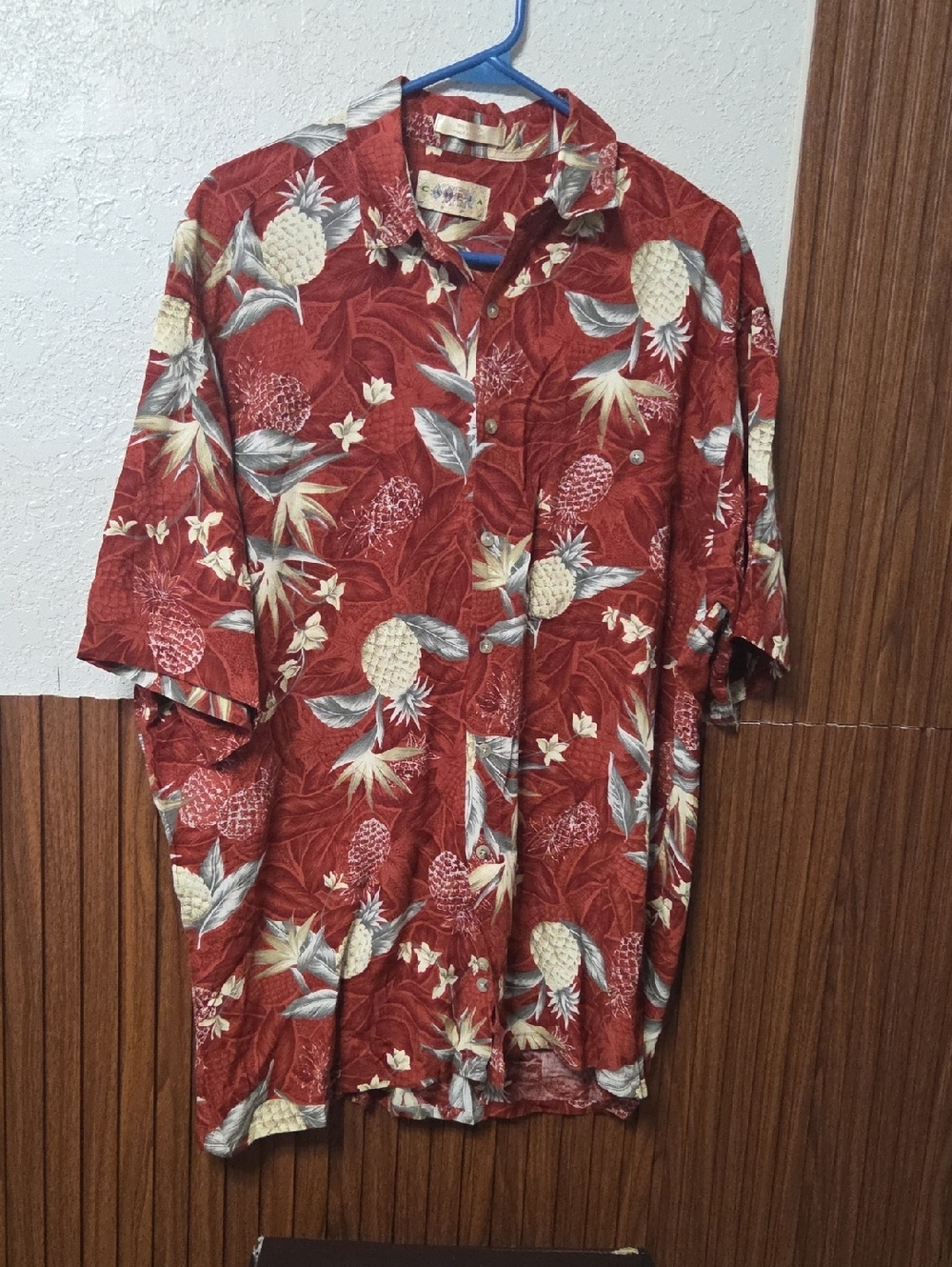 Vintage Campia Moda Hawaiian Shirt  Pineapple Leaf Print, Size Large Sz [1082]
